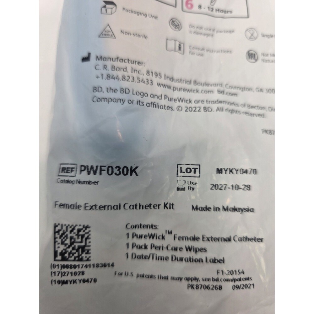 (6) BD PureWick Female External Catheter Blue/White Disposable - Picture 3 of 7